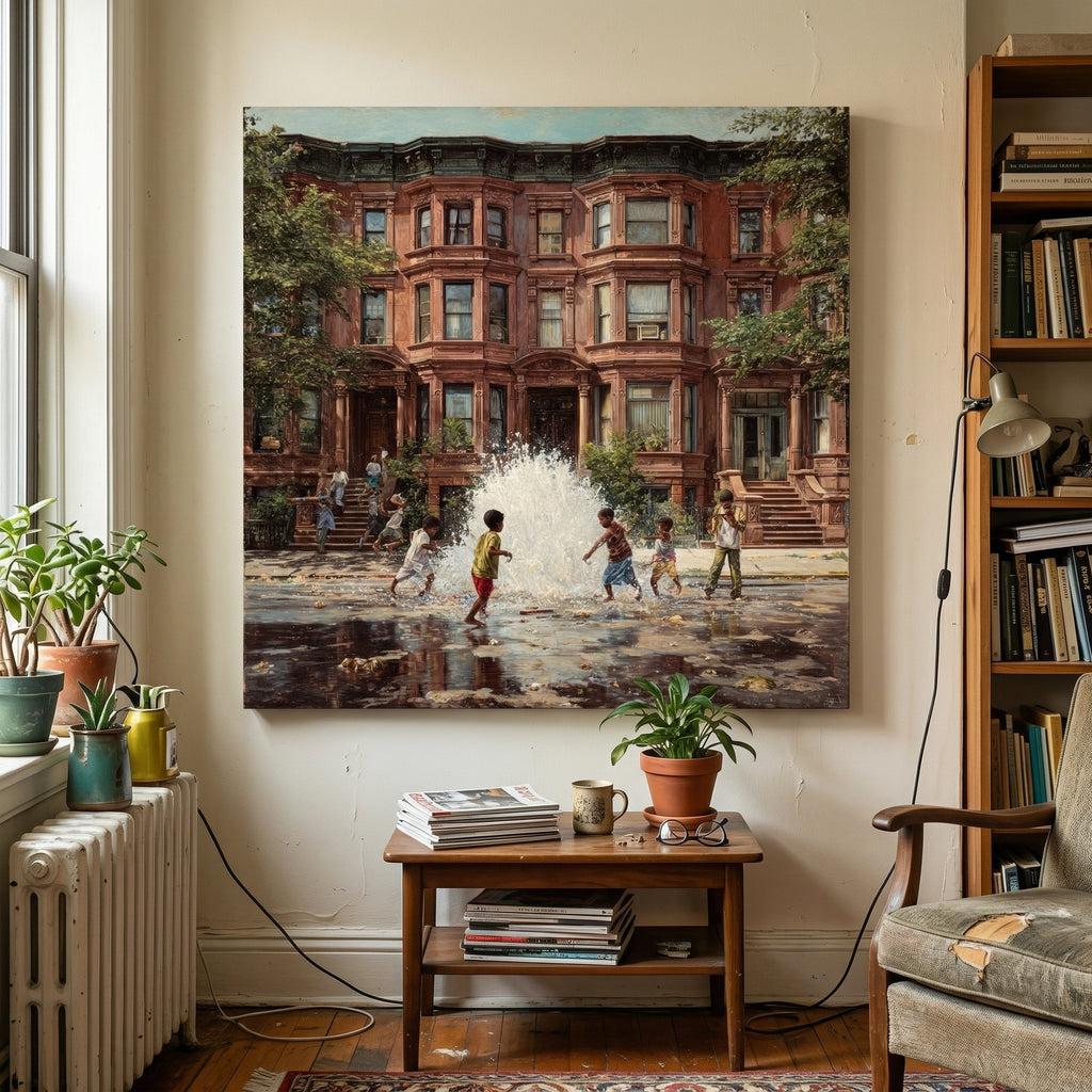 Summer in Brooklyn - Gallery Wrapped Canvas Wall Art (Ready to Hang) - Various Sizes Available - FREE SHIPPING!