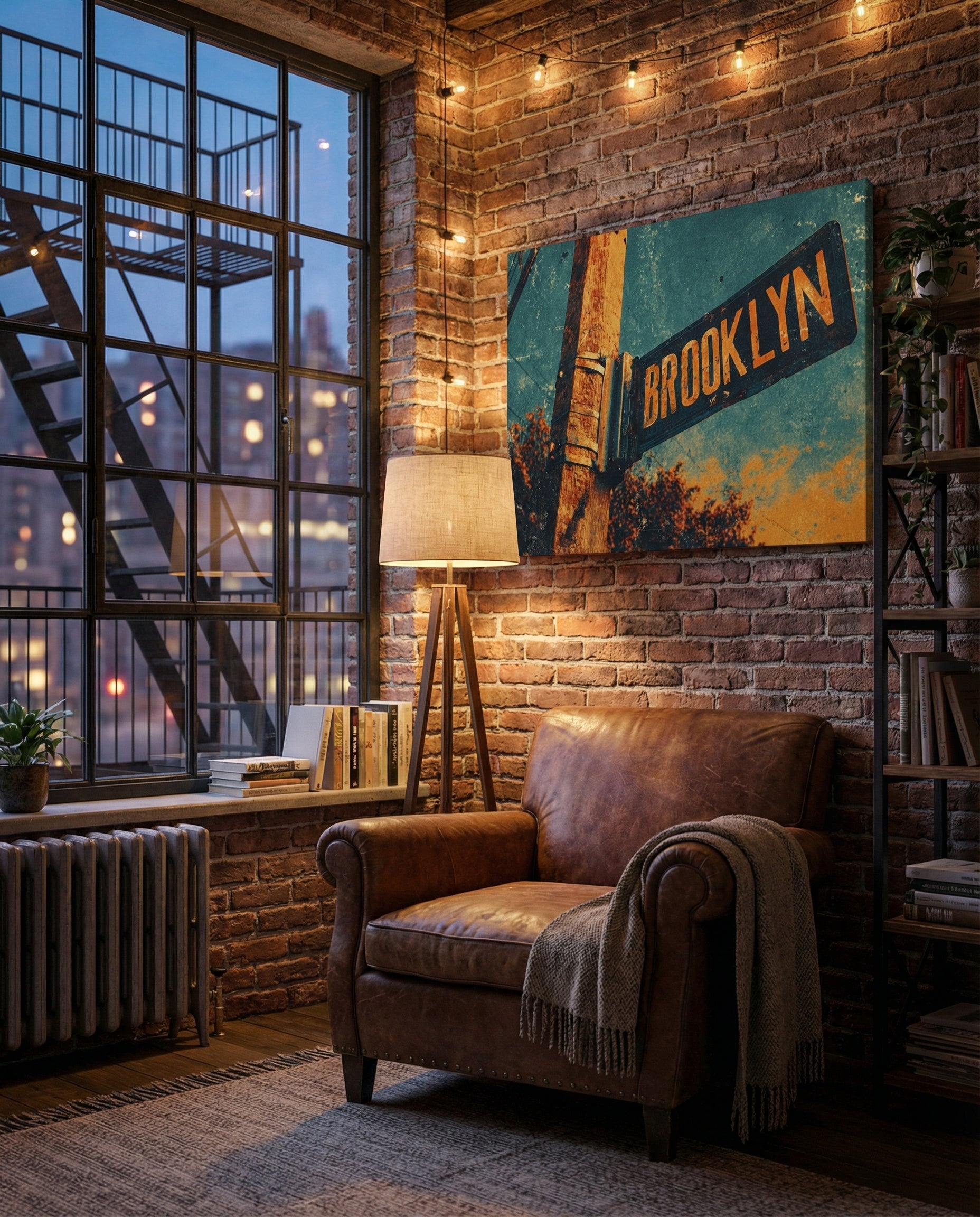 Brooklyn Vintage Street Sign - Gallery Wrapped Canvas Wall Art (Ready to Hang)- 24 x 36