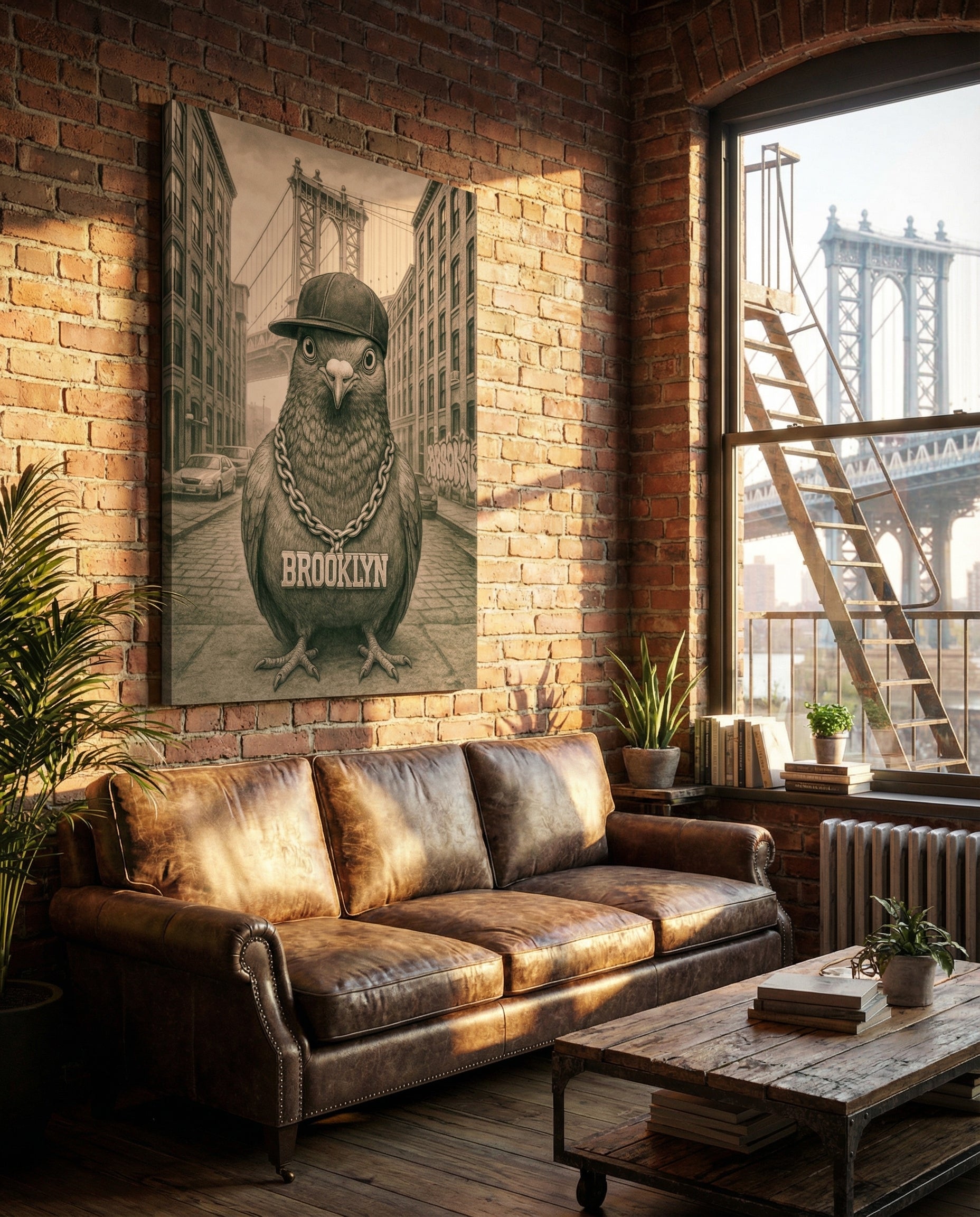 Brooklyn B-Boy Pigeon - Gallery Wrapped Canvas Wall Art (Ready to Hang)- 24 x 36
