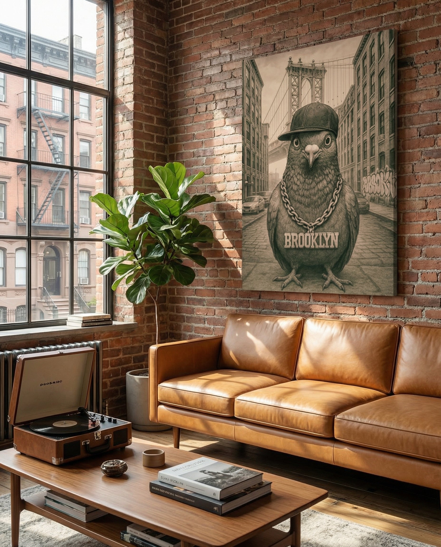 Brooklyn B-Boy Pigeon - Gallery Wrapped Canvas Wall Art (Ready to Hang)- 24 x 36