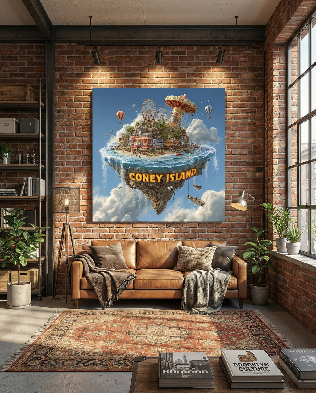 Coney Island Reimagined - Gallery Wrapped Canvas Wall Art (Ready to Hang) - 32 x 32