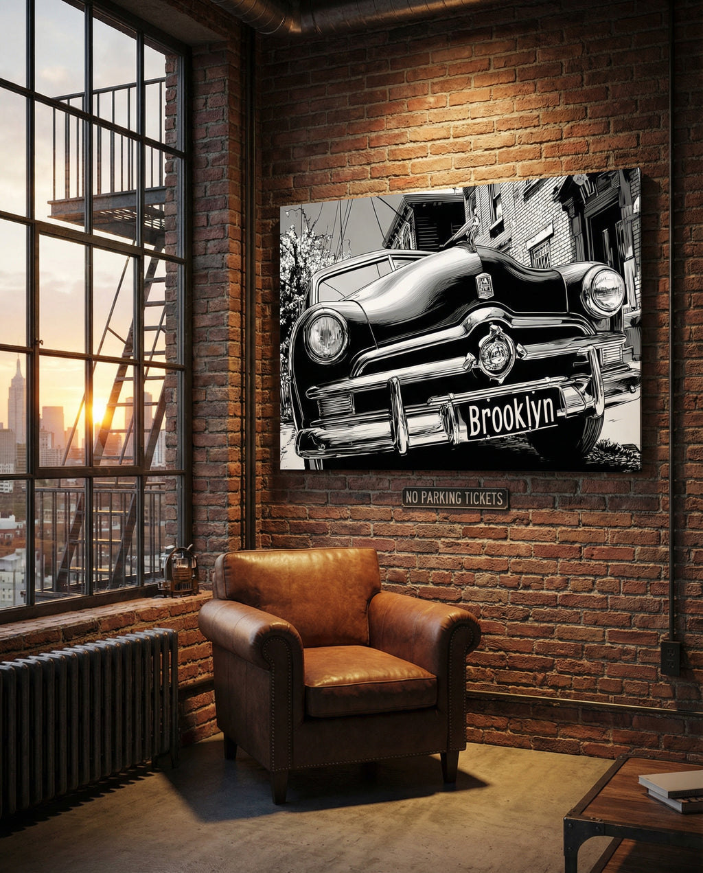 Brooklyn Classic Car - Gallery Wrapped Canvas Wall Art (Ready to Hang) - 24 x 36