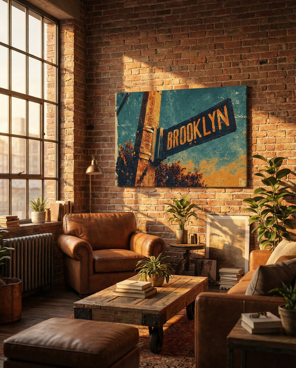 Brooklyn Vintage Street Sign - Gallery Wrapped Canvas Wall Art (Ready to Hang)- 24 x 36