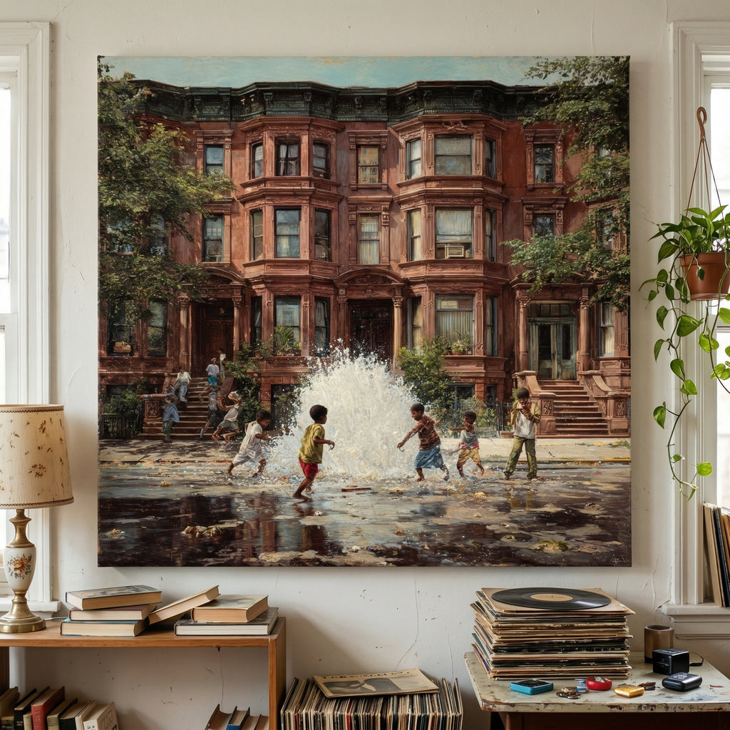 Summer in Brooklyn - Gallery Wrapped Canvas Wall Art (Ready to Hang) - Various Sizes Available - FREE SHIPPING!