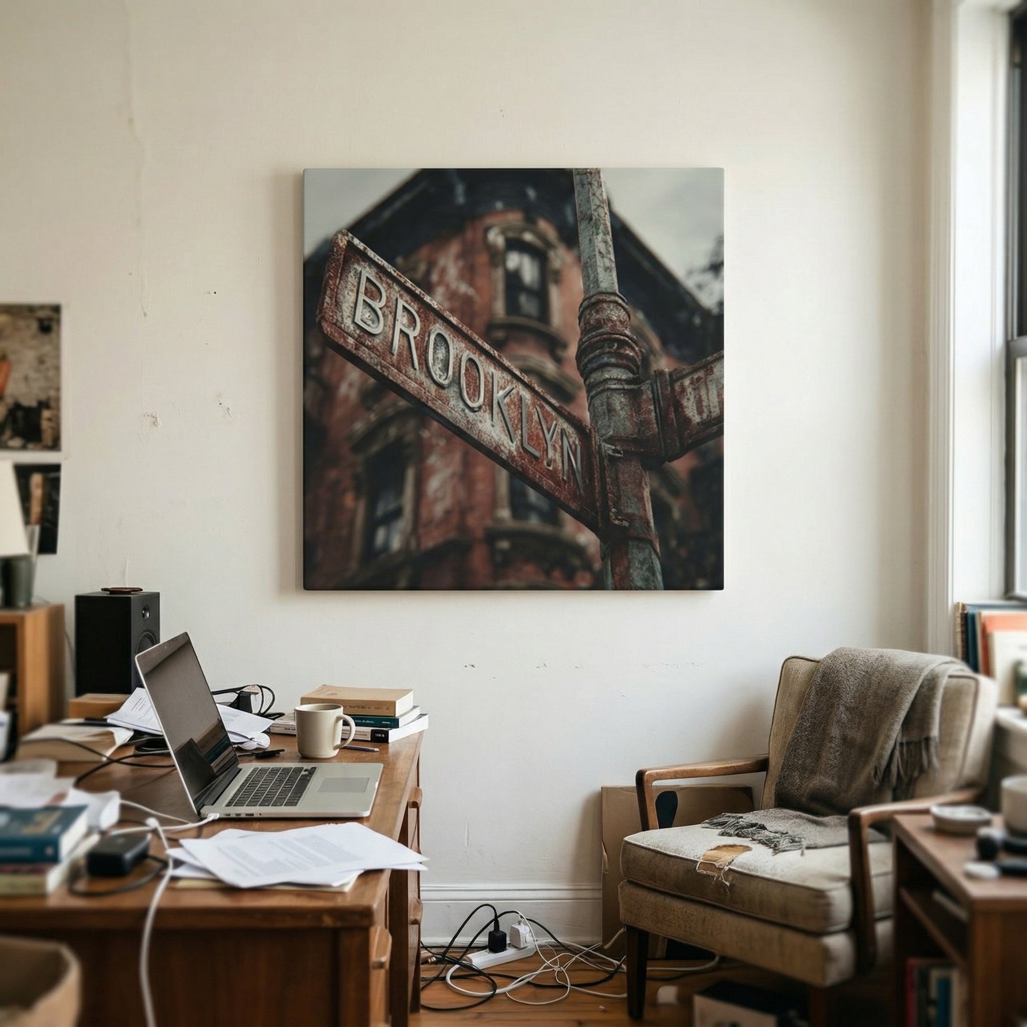 Rusted Brooklyn Street Sign - Gallery Wrapped Canvas (Ready to Hang)