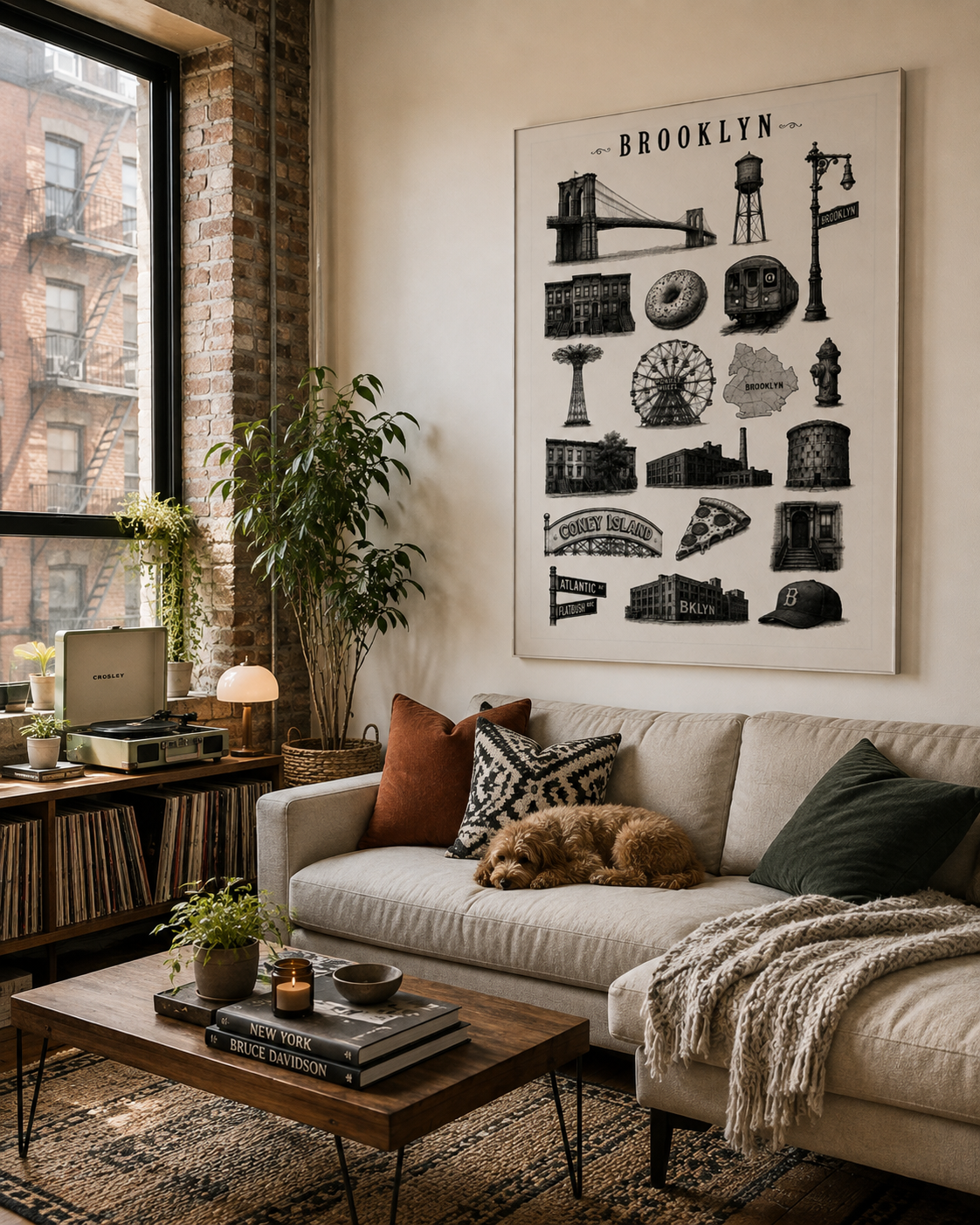 Brooklyn Icons Canvas Print | Vintage Brooklyn Landmark Wall Art