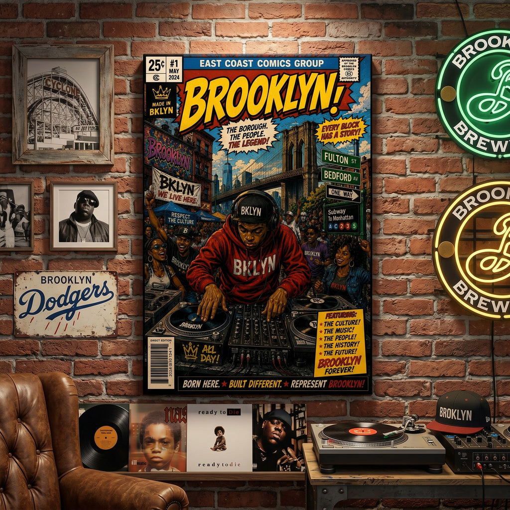 Brooklyn! Comic Book Cover - Gallery Wrapped Canvas (Ready to Hang)