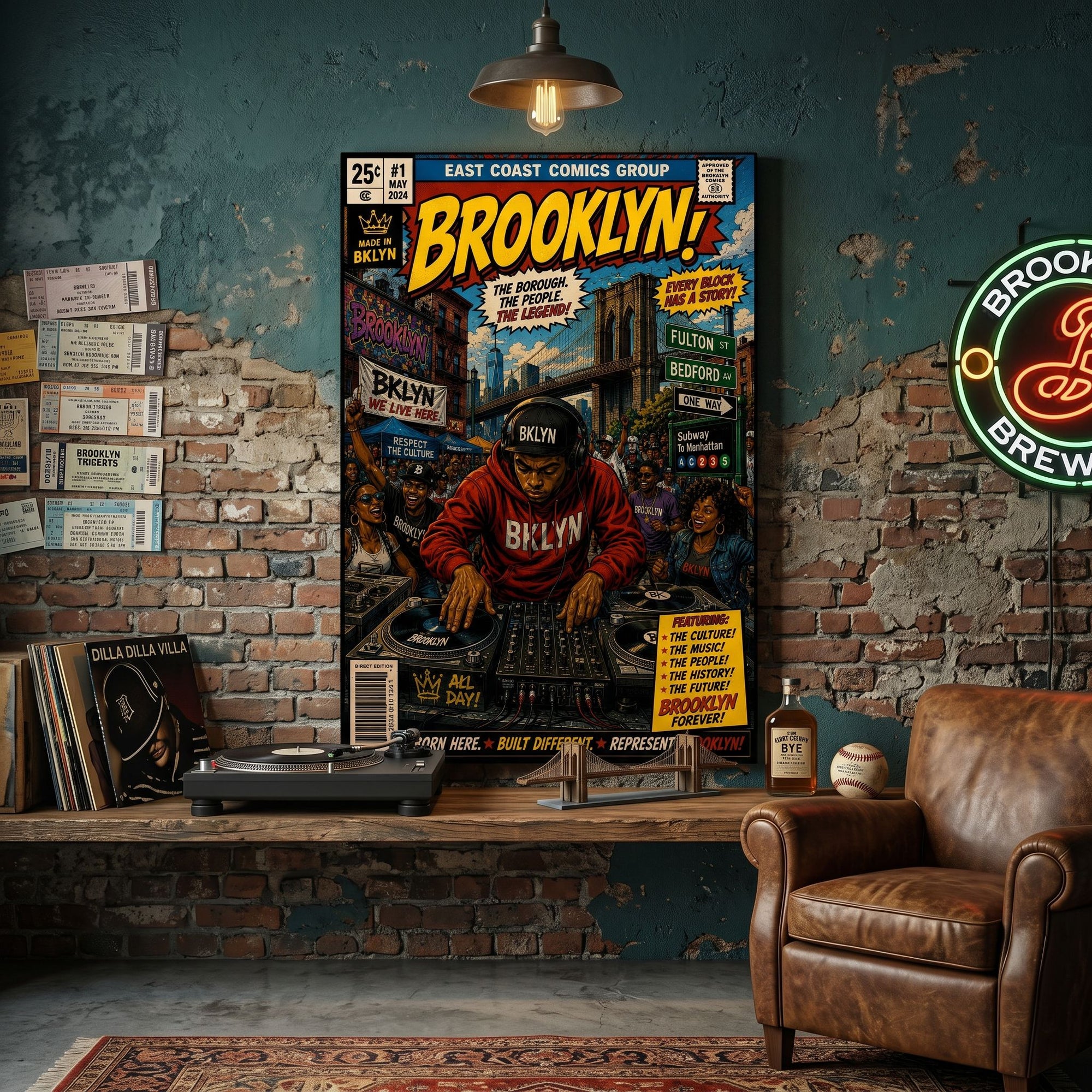 Brooklyn! Comic Book Cover - Gallery Wrapped Canvas (Ready to Hang)