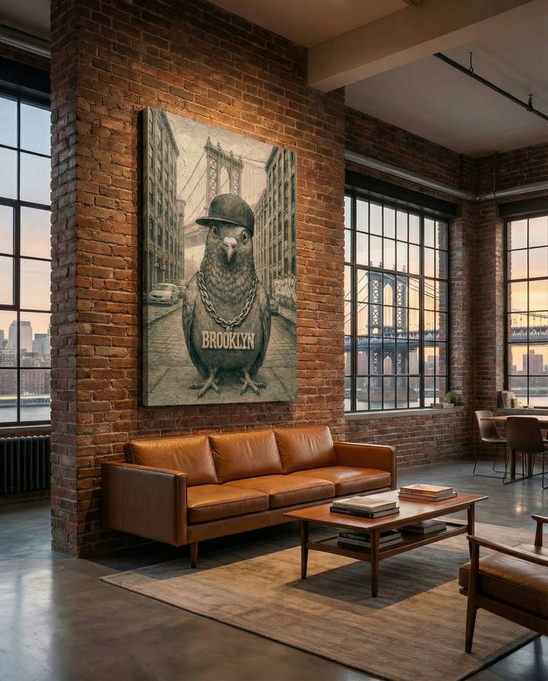 Brooklyn B-Boy Pigeon - Gallery Wrapped Canvas Wall Art (Ready to Hang)- 24 x 36