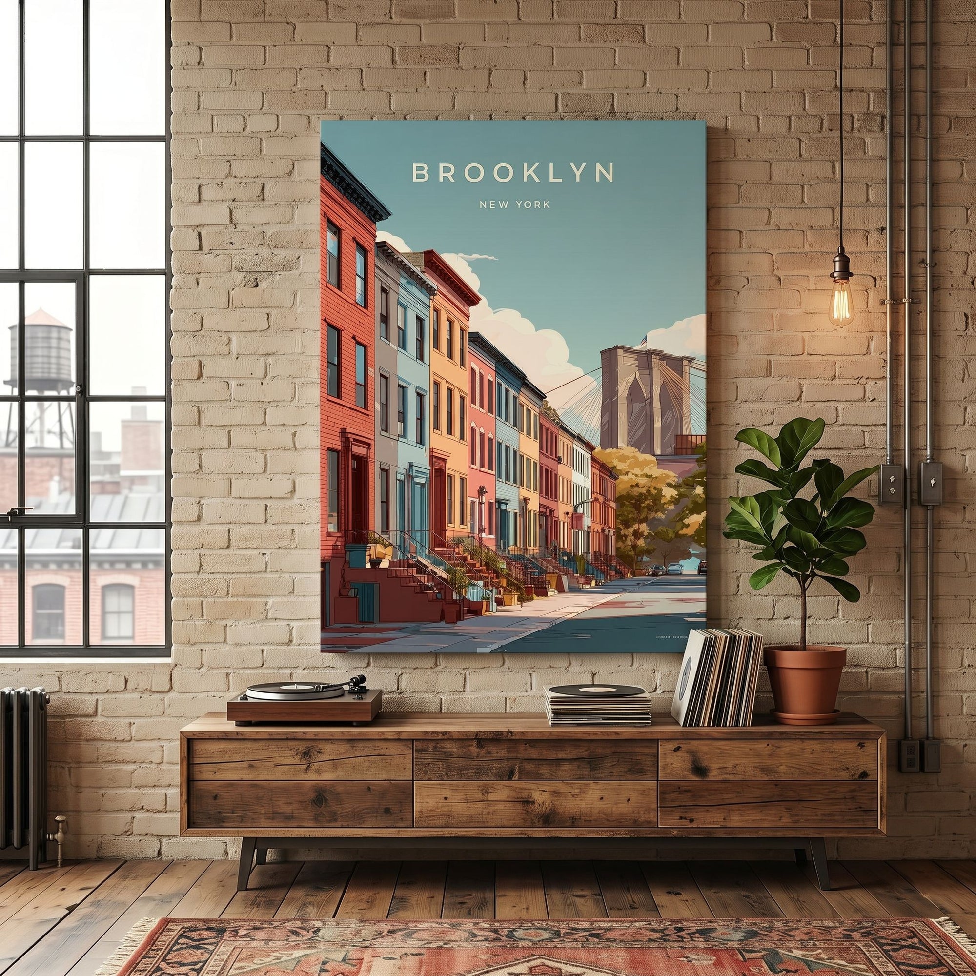 Brooklyn Travel Print - Gallery Wrapped Canvas (Ready to Hang)