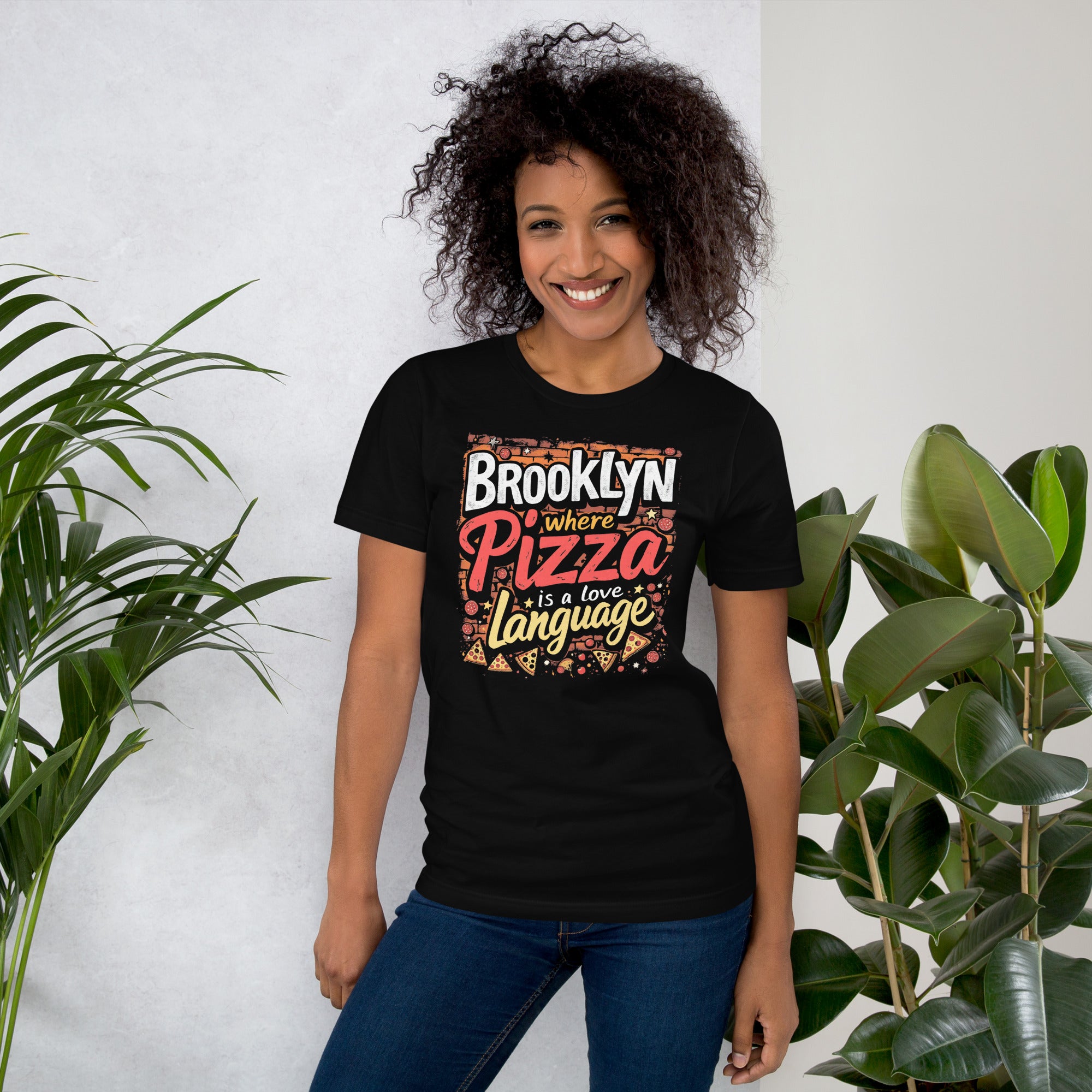 Brooklyn T-shirt with funny pizza slogan
